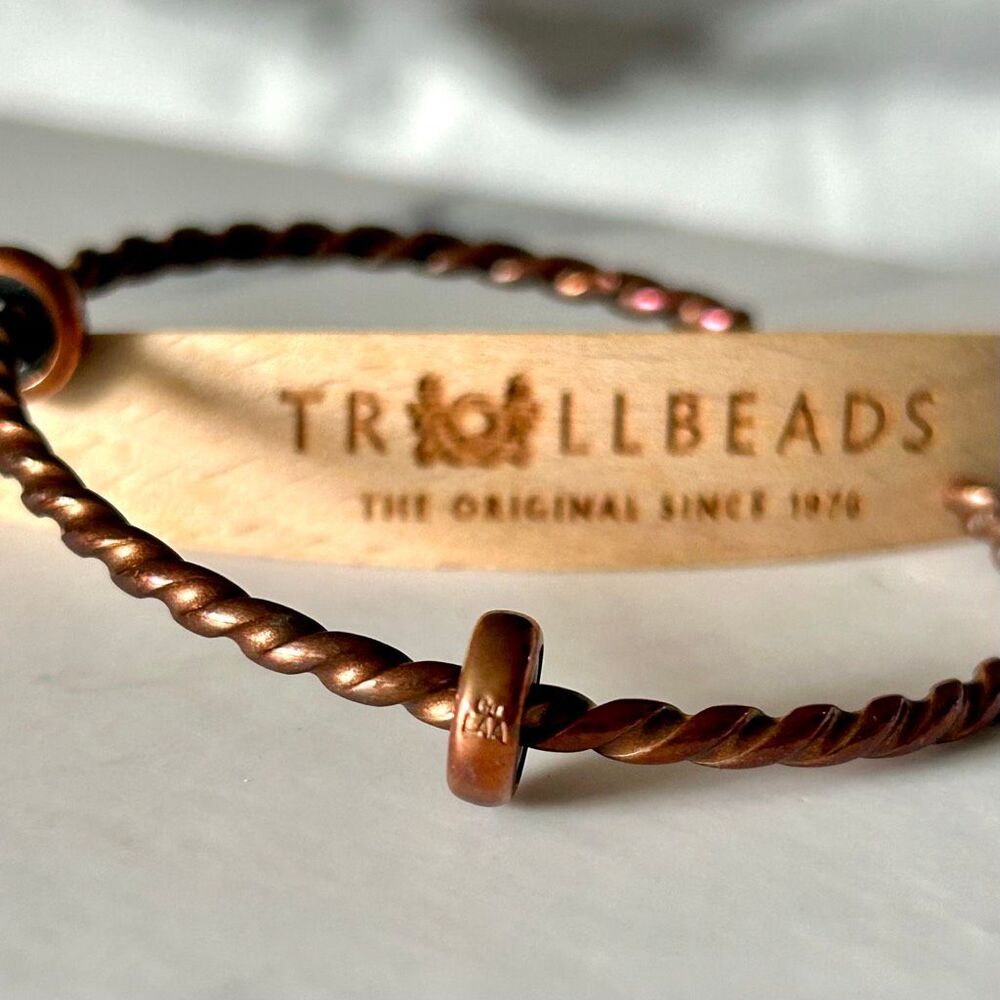 TROLLBEADS Copper Twisted Bangle Bracelet Size L Cu w Stoppers LAA NEW Oxidized